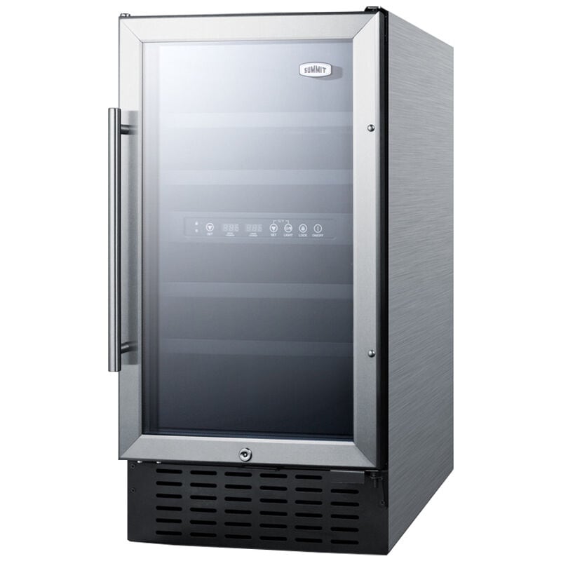 Summit 18 in. Undercounter Wine Cooler with Wood Racks, Dual Temperature Zones & 28 Bottle Capacity - Stainless Steel, , hires