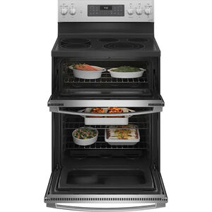 GE Profile 30 in. 6.6 cu. ft. Smart Air Fry Convection Double Oven Freestanding Electric Range with 5 Radiant Burners - Stainless Steel, Stainless Steel, hires