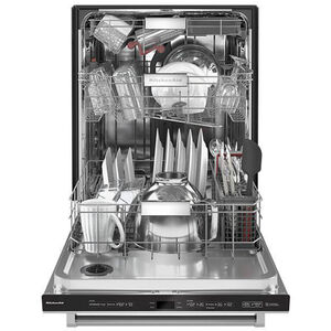 KitchenAid 24 in. Built-In Dishwasher with Top Control, 44 dBA Sound Level, 16 Place Settings, 5 Wash Cycles & Sanitize Cycle - Stainless Steel with PrintShield Finish, Stainless Steel with PrintShield Finish, hires