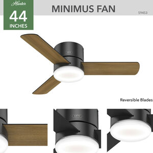 Hunter Minimus 44 in. Low Profile Ceiling Fan with LED Light Kit and Handheld Remote - Matte Black, Matte Black, hires