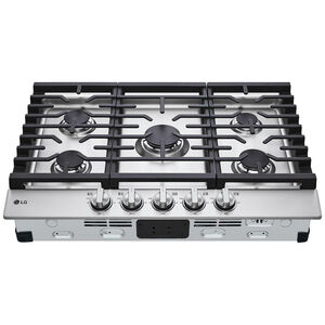LG 30 in. 5-Burner Natural Gas Cooktop with Simmer Burner & Power Burner - Stainless Steel, Stainless Steel, hires
