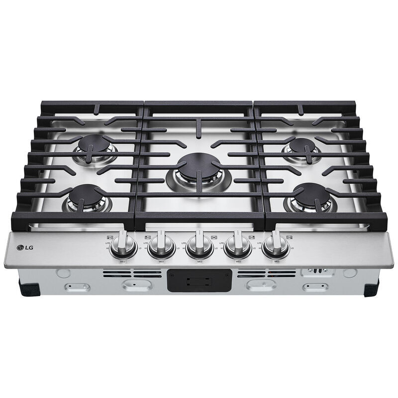 LG 30 in. 5-Burner Natural Gas Cooktop with Simmer Burner & Power Burner - Stainless Steel, Stainless Steel, hires