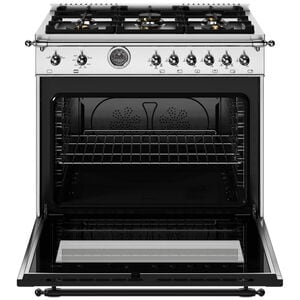 Bertazzoni Heritage Series 36 in. 5.9 cu. ft. Dual Convection Gas Range with 6 Sealed Burners & Griddle - Stainless Steel, , hires