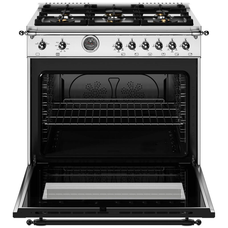 Bertazzoni Heritage Series 36 in. 5.9 cu. ft. Dual Convection Gas Range with 6 Sealed Burners & Griddle - Stainless Steel, , hires