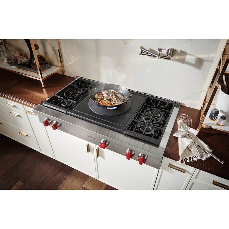 Wolf 48 in. 5-Burner LP Gas Rangetop with Simmer Burner & Power Burner - Stainless Steel, , hires