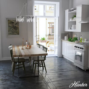 Hunter Devon Park 26.5 in. 6-Light Chandelier with Clear Glass - Brushed Nickel, , hires