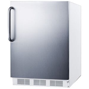 Summit 24 in. 5.1 cu. ft. Undercounter Refrigerator with Towel Bar Handle - Stainless Steel with White Cabinet, , hires