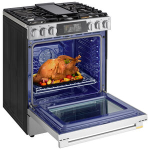 LG Signature 30 in. 6.3 cu. ft. Smart Air-Fry True European Convection Slide-in Gas Range with 5 Sealed Burners & Griddle - PrintProof Stainless Steel, , hires