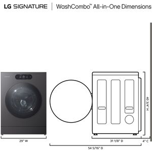 LG SIGNATURE 29 in. 5.8 cu. ft. Smart Electric Front Load Ventless All-in-One Washer/Dryer Combo with TurboWash 360 Technology, Sensor Dry, Sanitize & Steam Cycle - Brushed Black Steel, , hires