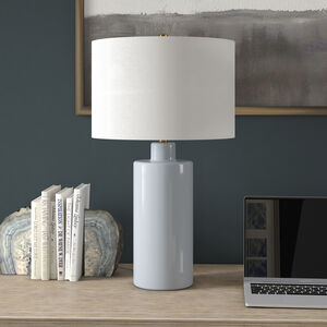 Hudson & Canal Selina 25" Tall Ceramic Table Lamp with Fabric Shade - Smoky Blue, , hires