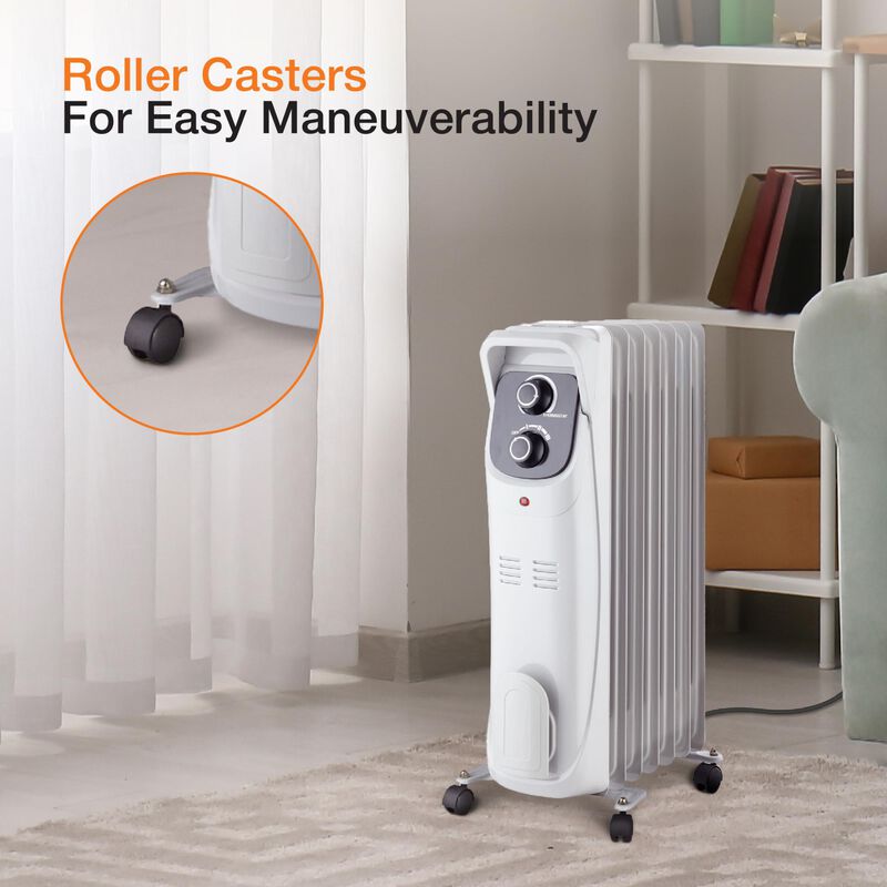 Lifesmart 1500W Radiator Space Heater with 3 Heat Settings & Overheat Safety Shut-Off - White, , hires