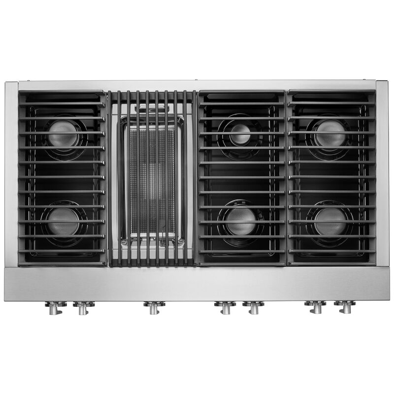 JennAir Noir 48 in. 6-Burner Natural Gas Rangetop with Grill, Simmer Burner & Power Burner - Stainless Steel, , hires