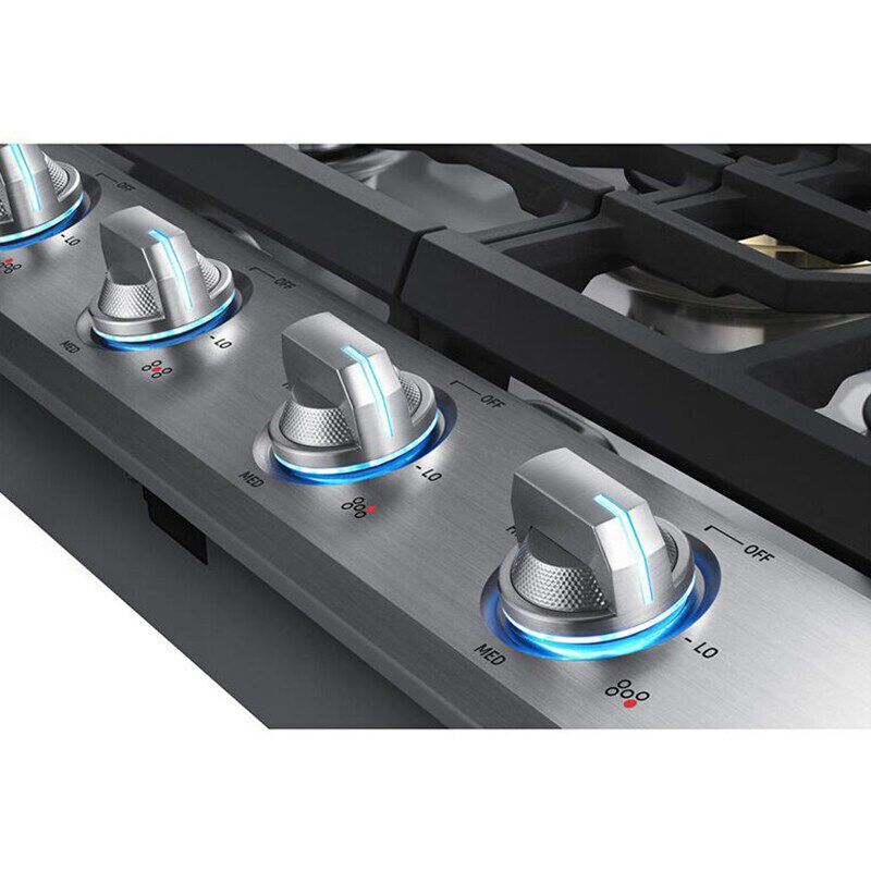 Samsung 30 in. 5-Burner Smart Natural Gas Cooktop with Griddle, Simmer Burner & Power Burner - Black Stainless, Black Stainless, hires