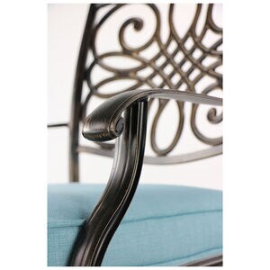 Hanover Traditions 7-Piece Dining Set in Blue with a 60 In. Round Cast-top Table and Six Swivel Rockers, , hires