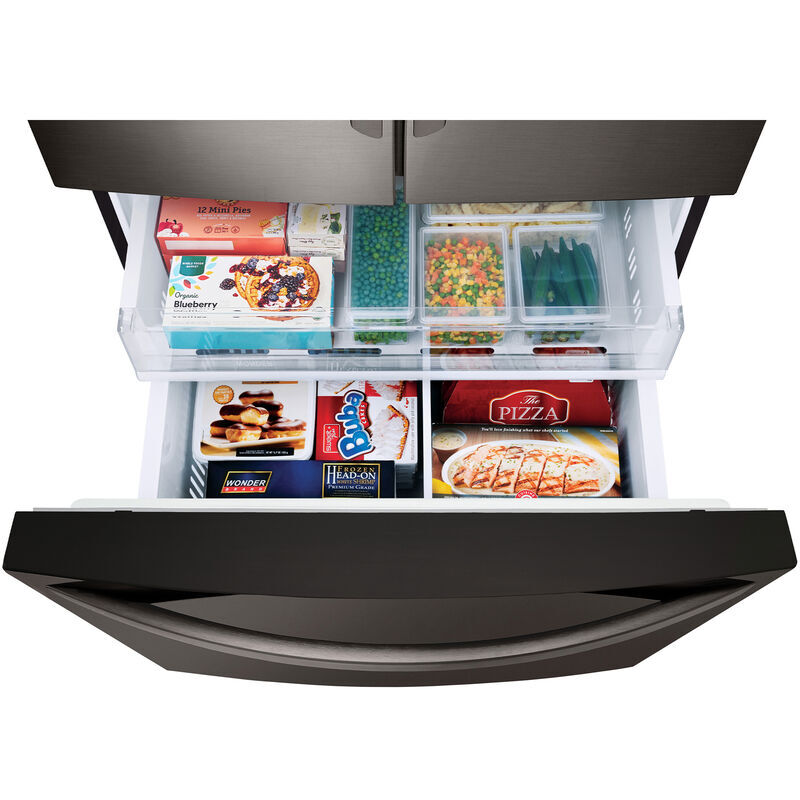 LG 36 in. 27.7 cu. ft. Smart French Door Refrigerator with Ice & Water Dispenser - PrintProof Black Stainless Steel, PrintProof Black Stainless Steel, hires