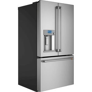 Cafe 36 in. 27.8 cu. ft. Smart French Door Refrigerator with External Ice & Water Dispenser - Stainless Steel, Stainless Steel, hires