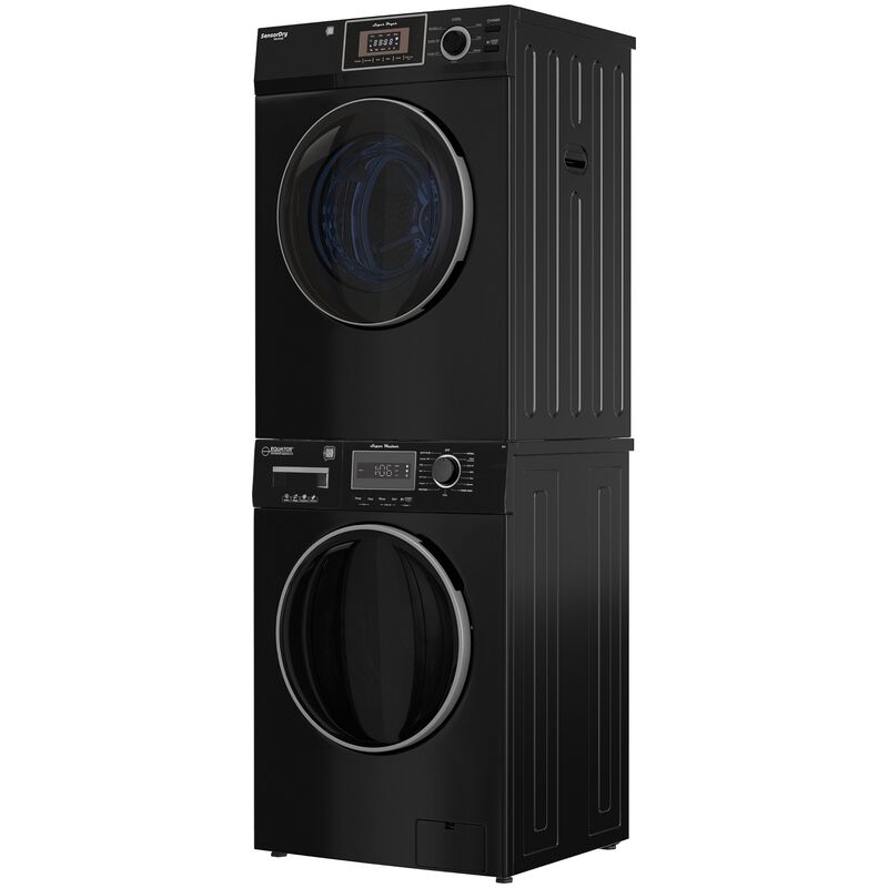 Equator Compact 24 in. 1.57 cu. ft. Electric Front Load Laundry Center with Sensor Dry, Pet & Sanitize Cycle - Black, , hires