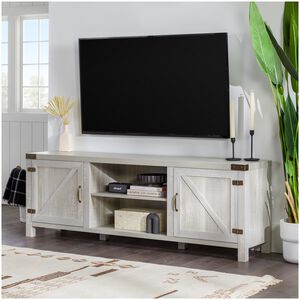 Walker Edison Barn Door 70 in. Modern Farmhouse TV Stand - Stone Gray, , hires