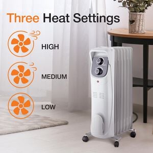 Lifesmart 1500W Radiator Space Heater with 3 Heat Settings & Overheat Safety Shut-Off - White, , hires