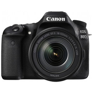 Canon EOS 80D DSLR Camera with 18-135mm Lens - Black, , hires