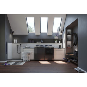 GE Profile 27 in. 7.4 cu. ft. Smart Gas Dryer with Aluminized Alloy Drum, Sensor Dry, Sanitize & Steam Cycle - Diamond Gray, Diamond Grey, hires