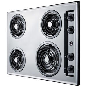 Summit 30 in. 4-Burner Electric Cooktop - Stainless Steel Look, , hires
