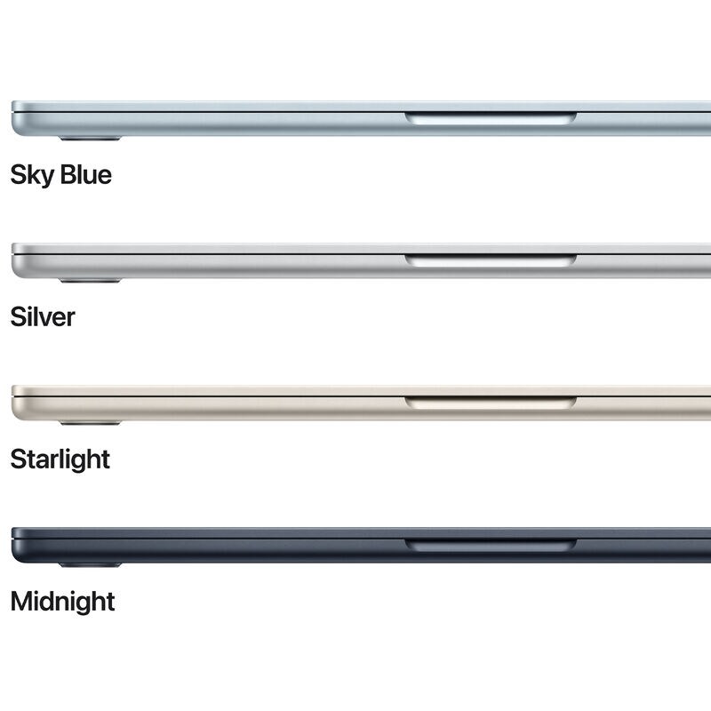 Apple MacBook Air (2025) 13.6 in. Notebook with Apple Intelligence, Apple M4 10-Core CPU, 10-Core GPU, 16 GB RAM, 512 GB SSD, up to 18 Hrs. of Battery Life & Mac OS - Silver, , hires