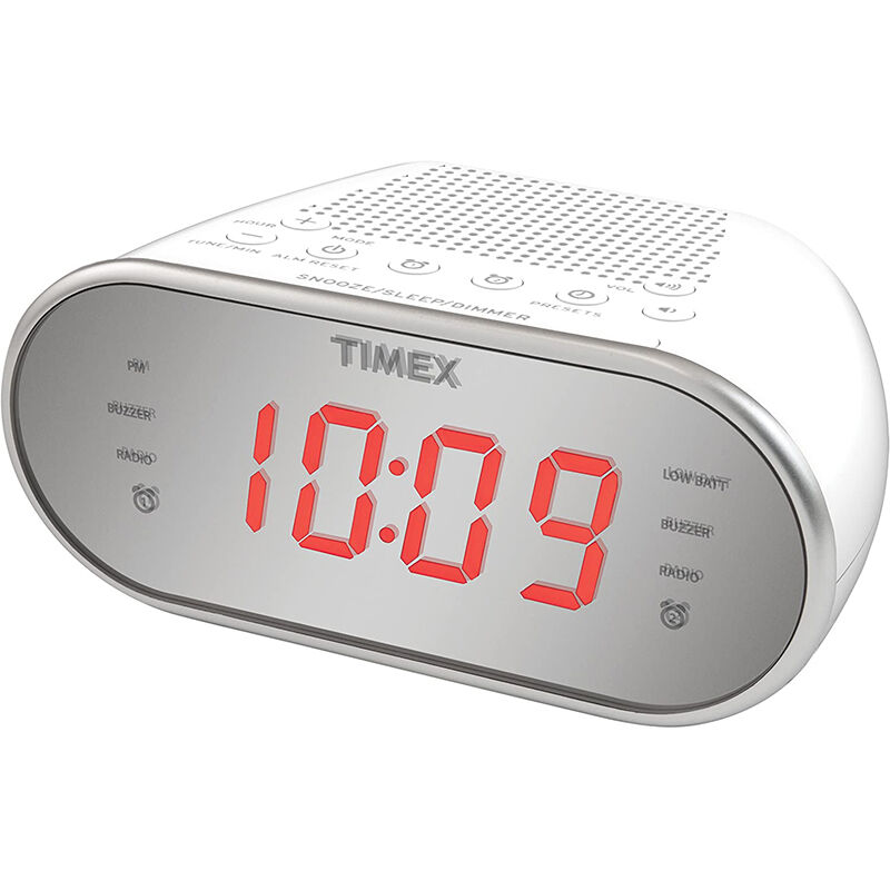 Timex AM/FM Dual Alarm Clock Radio Digital Tuning, 1.2" Red LED Display and Line-in Jack WHITE | P.C. Richard &