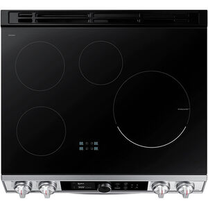 Samsung 30 in. 6.3 cu. ft. Smart Air Fry Convection Double Oven Slide-In Electric Range with 4 Induction Zones - Stainless Steel, Stainless Steel, hires