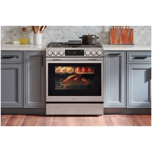 LG 30 in. 6.3 cu. ft. Smart Air Fry True European Convection Slide-In Gas Range with 5 Sealed Burners & Griddle - PrintProof Stainless Steel, , hires