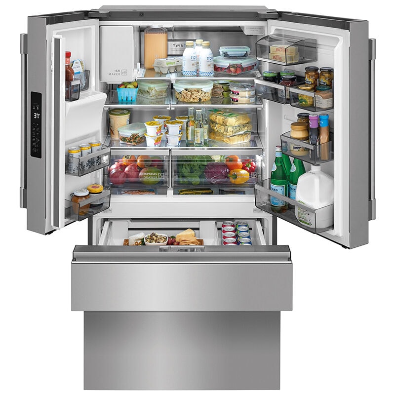 Frigidaire Professional 36 in. 21.4 cu. ft. Counter Depth 4-Door French Door Refrigerator with Ice & Water Dispenser - Stainless Steel, , hires