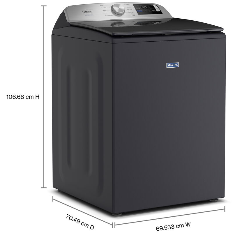Maytag 27 in. 5.2 cu. ft. Smart Top Load Washer with Agitator & Extra Power - Midnight Steel, Midnight Steel, hires