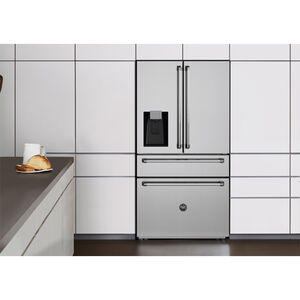 Bertazzoni Master Series 36 in. 21.6 cu. ft. Counter Depth 4-Door French Door Refrigerator with External Ice & Water Dispenser- Stainless Steel, , hires