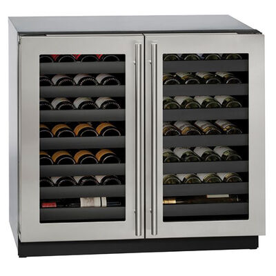 U-Line 3000 Series 36 in. Undercounter Wine Cooler with Dual Zones & 62 Bottle Capacity - Stainless Steel | 3036WCWCS-0B