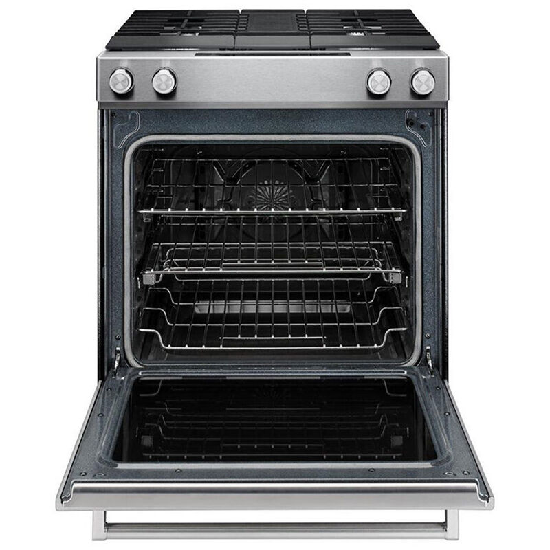 KitchenAid 30 in. 6.4 cu. ft. Convection Oven Slide-In Dual Fuel Range with 4 Sealed Burners - Stainless Steel, , hires