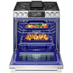 LG Signature 30 in. 6.3 cu. ft. Smart Air-Fry True European Convection Slide-in Gas Range with 5 Sealed Burners & Griddle - PrintProof Stainless Steel, , hires