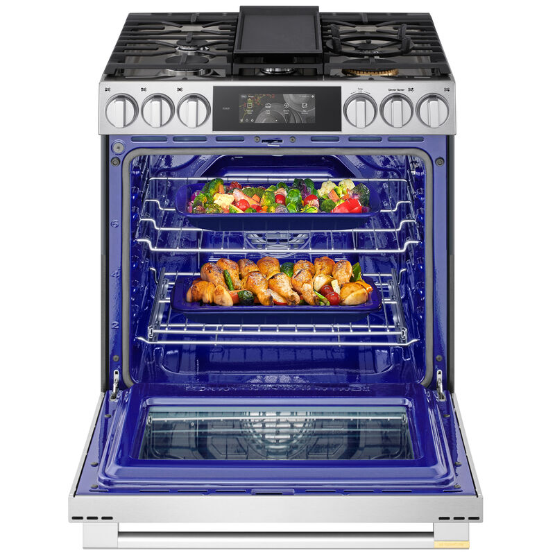 LG Signature 30 in. 6.3 cu. ft. Smart Air-Fry True European Convection Slide-in Gas Range with 5 Sealed Burners & Griddle - PrintProof Stainless Steel, , hires