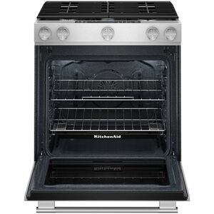 KitchenAid 30 in. 6.5 cu. ft. Air-Fry True European Convection Steam Oven Slide-In Gas Range with 5 Sealed Burners - Stainless Steel with PrintShield Finish, , hires