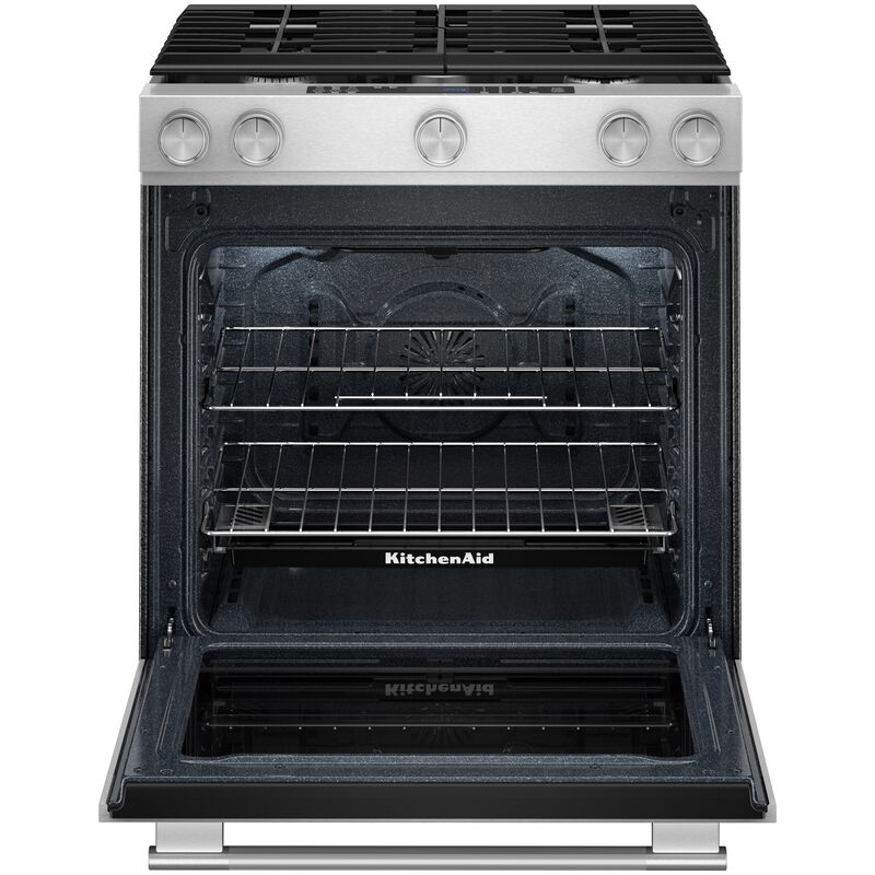 KitchenAid 30 in. 6.5 cu. ft. Air-Fry True European Convection Steam Oven Slide-In Gas Range with 5 Sealed Burners - Stainless Steel with PrintShield Finish, , hires