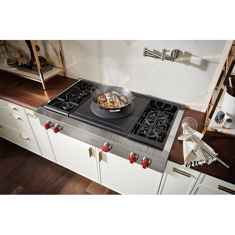 Wolf 48 in. 5-Burner Natural Gas Rangetop with Simmer Burner & Power Burner - Stainless Steel, , hires