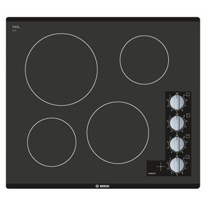 Bosch 500 Series 24" Electric Cooktop with 4 Smoothtop Burners & Easy Cleaning - Black, , hires