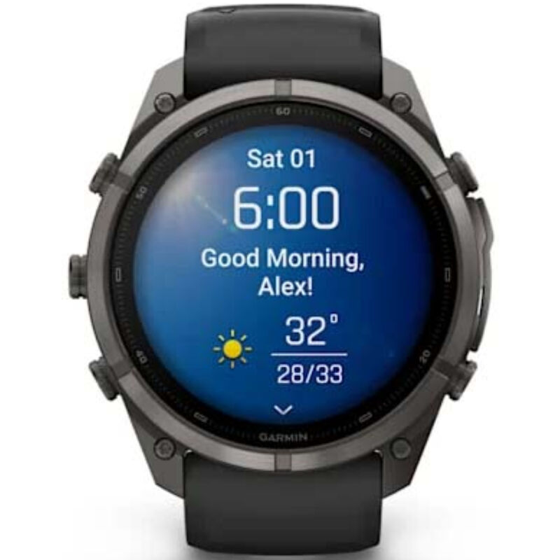 Garmin fenix 9 Pro 51 mm, AMOLED Smart Watch - Carbon Gray DLC Titanium with Black/Pebble Gray Silicone Band, , hires