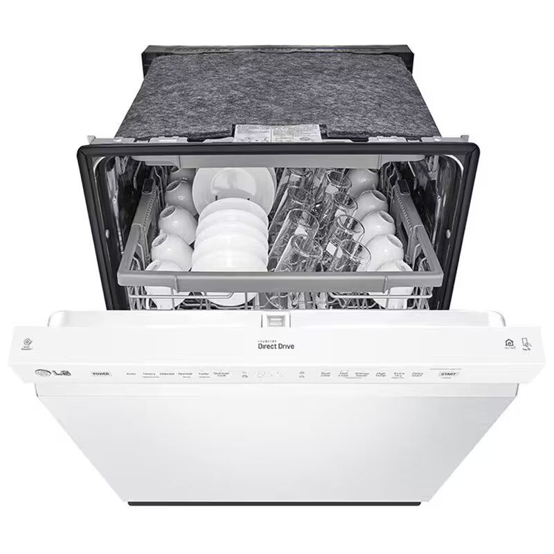 LG 24 in. Front Control Dishwasher with 48 dBa Sound Level, 3rd-Rack, Dynamic Dry & Pocket - White, White, hires