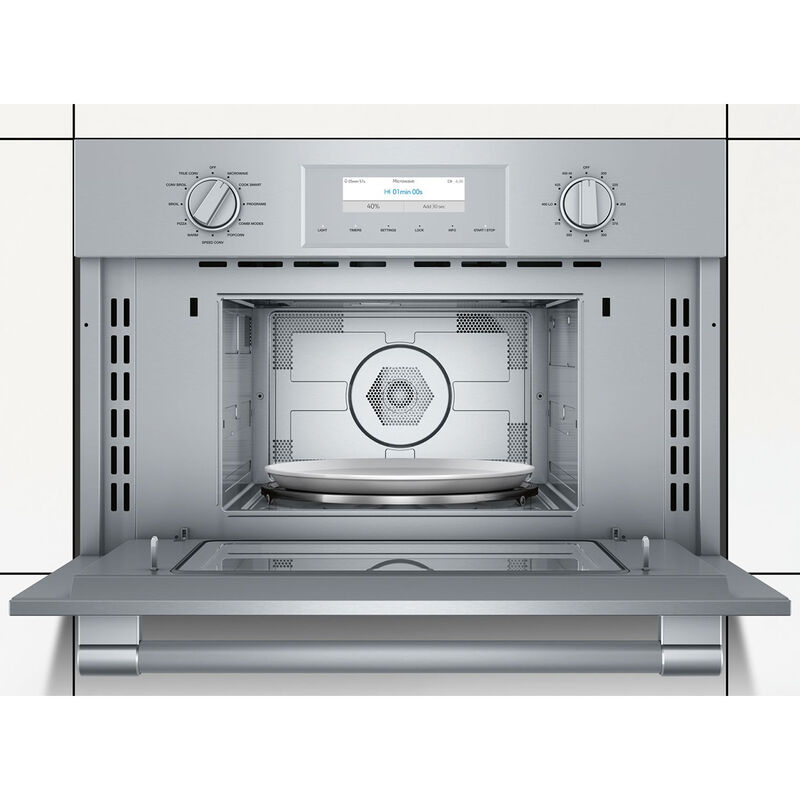 Thermador Professional Series 30 in. 1.6 cu. ft. 1000W Built-In Microwave with Convection & Sensor Cooking - Stainless Steel, , hires