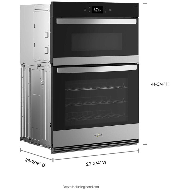 Whirlpool 30 in. 6.4 cu. ft. Smart Electric Microwave/Wall Oven Combo with True European Convection & Sensor Cooking - Fingerprint Resistant Stainless, Fingerprint Resistant Stainless, hires