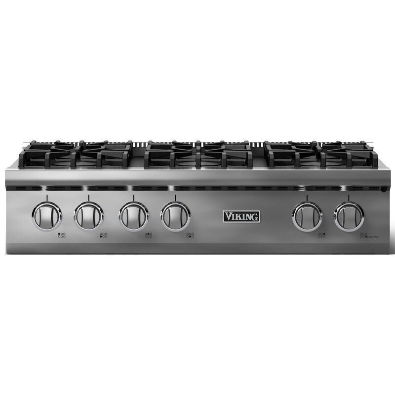 Viking 5 Series 36 in. 6-Burner LP Gas Rangetop with Simmer Burner & Power Burner - Stainless Steel, , hires