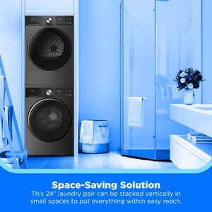 Midea 24 in. 4.4 cu. ft. Smart Stackable Ventless Electric Dryer with Heat Pump & Sensor Dry - Charcoal Gray, , hires