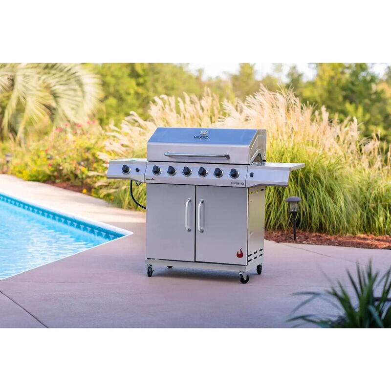CharBroil Grill Performance Series 6-Burner Propane Grill with Side Burner - Stainless Steel, , hires
