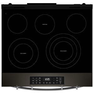 Whirlpool 30 in. 5.3 cu. ft. Smart Air-Fry Standard Convection Electric Range with Radiant Burners - Black Stainless Steel, , hires