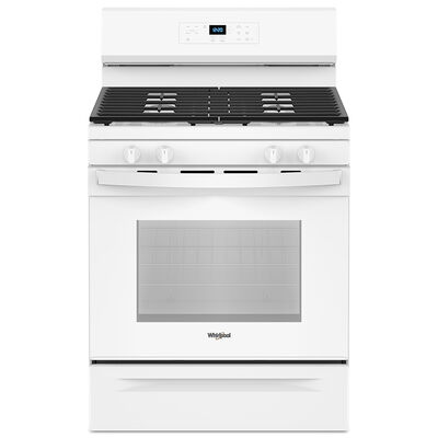 Whirlpool 30 in. 5.0 cu. ft. Oven Freestanding Natural Gas Range with 4 Sealed Burners - White | WFGS3530RW